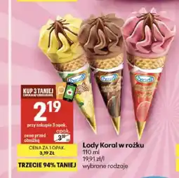 Delikatesy Centrum Lody Koral w rożku oferta