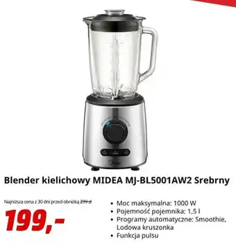 Blender kielichowy Midea MJ-BL5001AW2 Srebrny