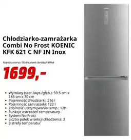 Media Markt Chłodziarko-zamrażarka Combi No Frost KOENIC Inox oferta
