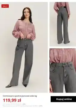 Greenpoint Spodnie jeansowe wide leg Greenpoint ciemnoszare oferta