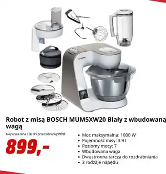 Robot kuchenny z misą Bosch biały z wbudowaną wagą