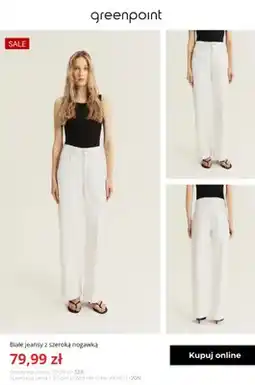 Greenpoint Jeansy damskie białe z szeroką nogawką Greenpoint oferta