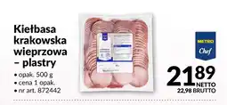 Makro Kiełbasa krakowska wieprzowa - plastry Metro Chef oferta