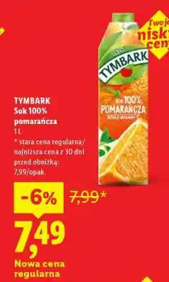 Lidl TYMBARK Sok 100% pomarańcza oferta