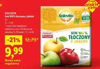 Lidl SOLEVITA Sok 100% tłoczony z jabłek oferta