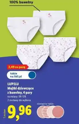 Lidl Lupilu Majtki dziewczęce z bawełny, 4 pary oferta