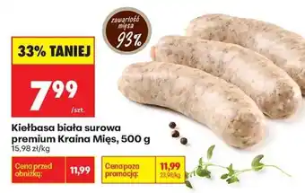 Biedronka Kielbasa biała surowa premium Kraina Mięs 500 g oferta