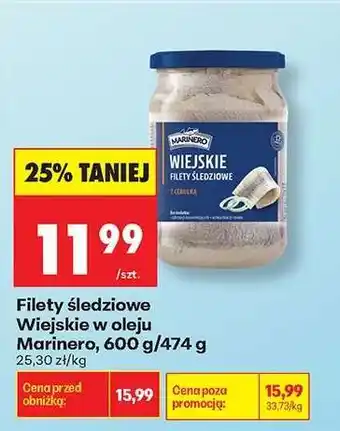Biedronka Filety śledziowe Wiejskie w oleju Marinero 600 g 474 g oferta