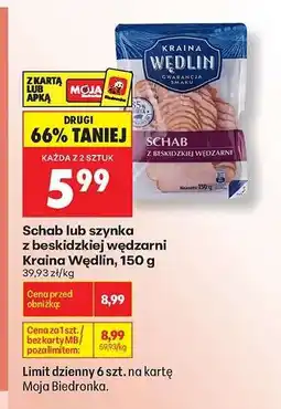 Biedronka Schab lub szynka z beskidzkiej wędzarni Kraina Wędlin , 150 g oferta