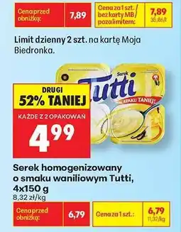 Biedronka Serek homogenizowany o smaku waniliowym Tutti 4x150 g oferta