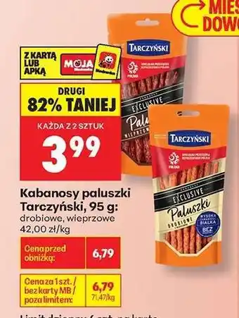 Biedronka Kabanosy paluszki Tarczyński, 95 g oferta