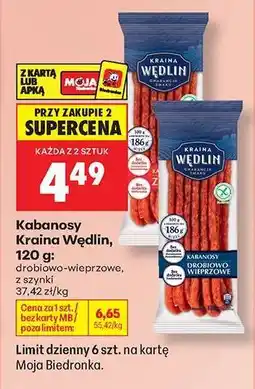 Biedronka Kabanosy Kraina Wędlin 120 g oferta