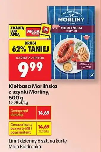 Biedronka Kiełbasa Morlińska z szynki Morliny, 500 g oferta