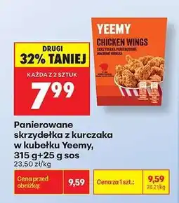 Biedronka Panierowane skrzydełka z kurczaka w kubku Yeemy, 315 g+25 g sos oferta