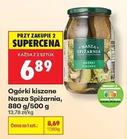 Biedronka Ogórki kiszone Nasza Spiżarnia 880 g 500 g oferta