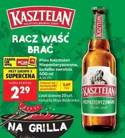 Biedronka Piwo Kasztelan Niepasteryzowane, butelka zwrotna 500 ml oferta