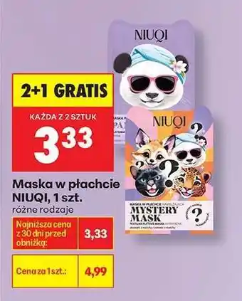 Biedronka Maska w płachcie NIUQI, 1 szt oferta