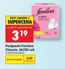 Biedronka Podpaski Femina Classic, 16/20 szt oferta