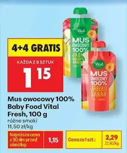 Biedronka Mus owocowy 100 % Baby Food Vital Fresh , 100 g oferta