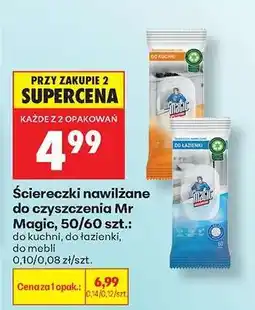Biedronka Ściereczki nawilżane do czyszczenia Mr Magic , 50/60 szt oferta