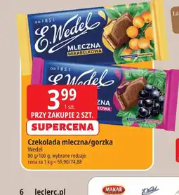 E.Leclerc Czekolada mleczna/gorzka Wedel oferta