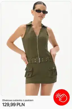 Cropp Sukienka oliwkowa z paskiem Cropp oferta