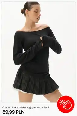 Cropp Bluzka damska czarna z dekoracyjnymi wiązaniami Cropp oferta