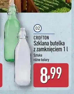 ALDI Szklana butelka z zamknięciem Crofton przezroczysta oferta