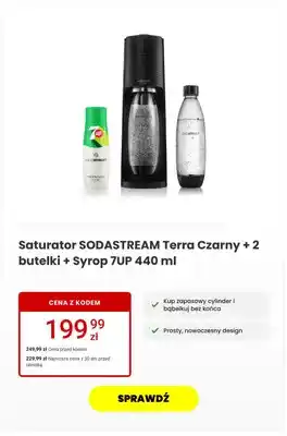 Saturator Sodastream Terra Czarny + 2 butelki + syrop 7UP 440 ml