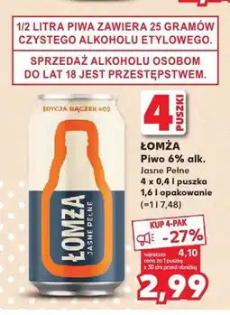 Kaufland Piwo Łomża Jasne Pełne 4-pak oferta