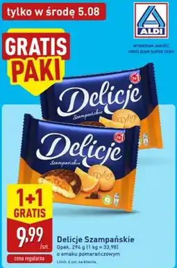 ALDI Biszkopty z galaretką Delicje Szampańskie o smaku pomarańczowym oferta