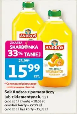 Auchan Sok Andros z pomarańczy lub z klementynek oferta