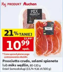 Auchan Prosciutto crudo, salami spianata lub miks wędlin oferta