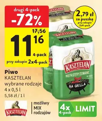 Intermarche Piwo KASZTELAN wybrane rodzaje oferta
