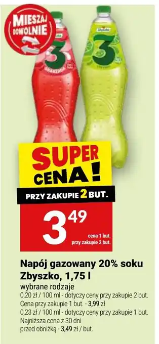 Twój Market Napój gazowany 20% soku Zbyszko oferta