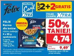 Kaufland FELIX Karma dla kotów różne rodzaje 4 x 85 g opakowanie oferta