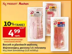 Auchan Boczek w plastrach wędzony, dojrzewający, parzony lub rolowany oferta