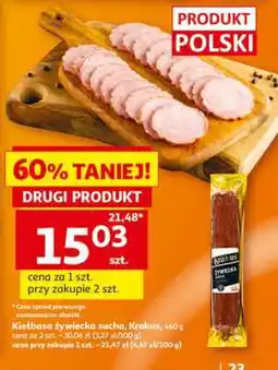 Auchan Kiełbasa żywiecka sucha, Krakus oferta