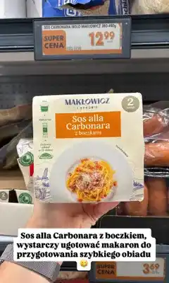 Biedronka Sos alla Carbonara z boczkiem Makłowicz i Synowie oferta