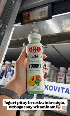 Biedronka Jogurt pitny Mlekovita SBA Immunity brzoskwinia z miętą oferta