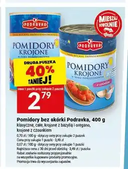 Twój Market Pomidory bez skórki krojone z bazylią i oregano Podravka oferta