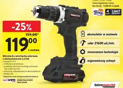 Intermarche Wkrętarko wiertarka udarowa z akumulatorem Prowerk oferta