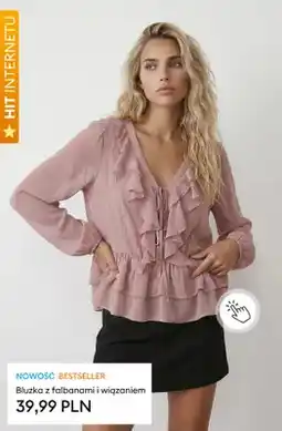 Sinsay Bluzka damska z falbanami i wiązaniem oferta