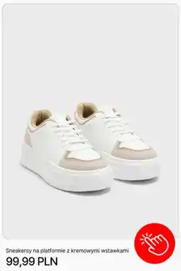 Cropp Sneakersy na platformie z kremowymi wstawkami Cropp oferta