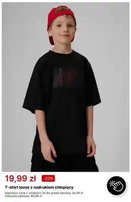 T-shirt loose z nadrukiem chłopięcy 4F