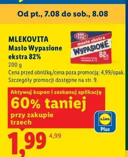 Lidl Masło Wypasione ekstra 82% Mlekovita oferta