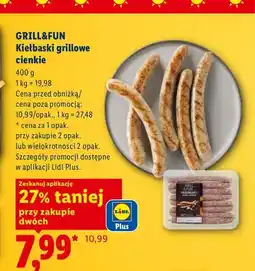 Lidl Kiełbaski grillowe cienkie Grill & Fun oferta