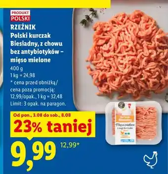 Lidl Polski kurczak Biesiadny z chowu bez antybiotyków - mięso mielone Rzeźnik oferta