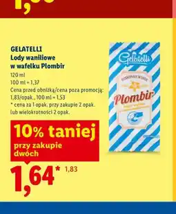 Lidl Lody waniliowe w wafelku Plombir Gelatelli oferta