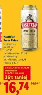 Lidl Piwo Kasztelan Jasne Pełne 6-pak oferta